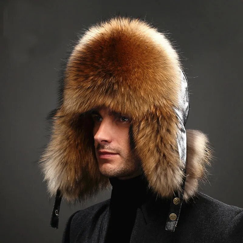 Hot high-end luxury fur hat Men's fox fur hat Lei Feng cap ear cap fur